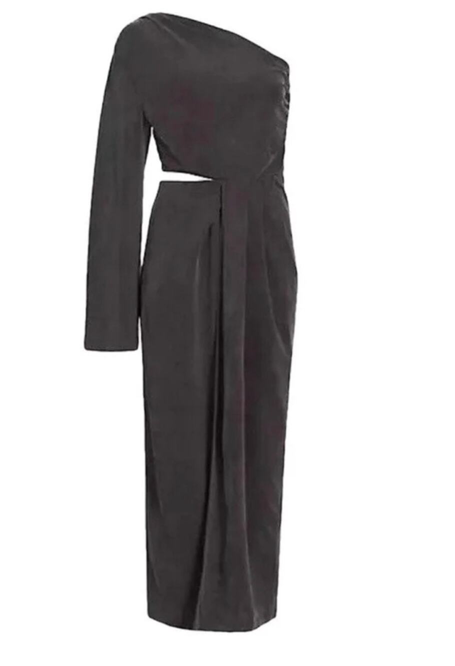 Something Navy | Chocolate Brown Sultry One-Shoulder Dress  | Size Medium